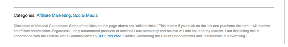 Affiliate Link Disclosure Example 1