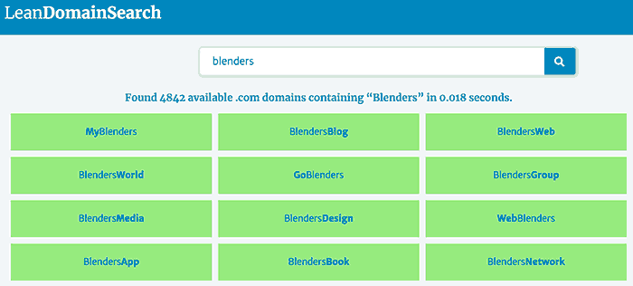 Search for Domain Names on Lean Domain Search 