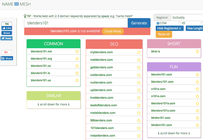 Search For Domain Name on Name Mesh