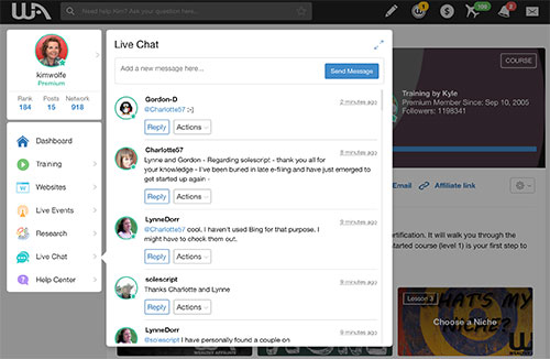 Live Chat with Wealthy Affiliate Members
