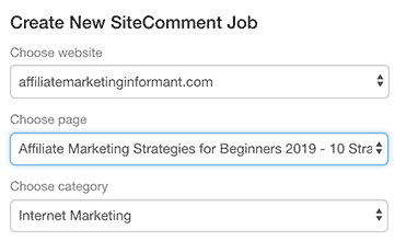 Choose a category for your Site Comment