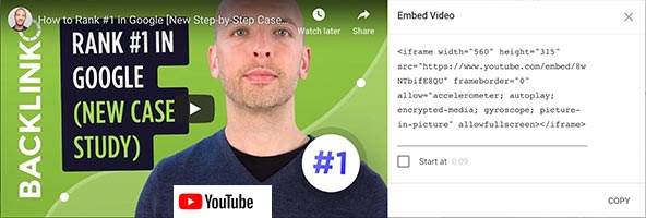 YouTube video embed seo page optimization checklist