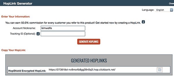 clickbank hoplink affiliate link generator