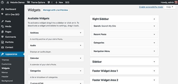 WordPress sidebar widgets