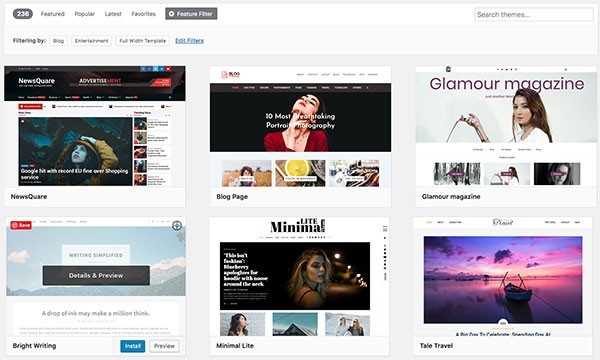 WordPress theme full width features