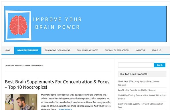 Improve Your Brain Power Wealthy Affiliate Website Example