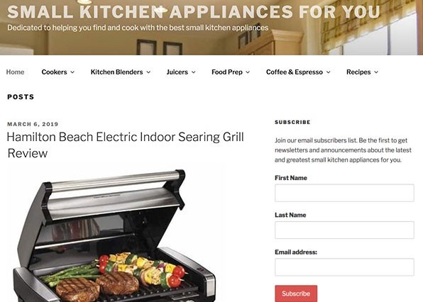 Small Kitchen Appliances Wealthy Affiliate website example