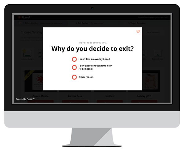 Picreel Exit Popup Software Example