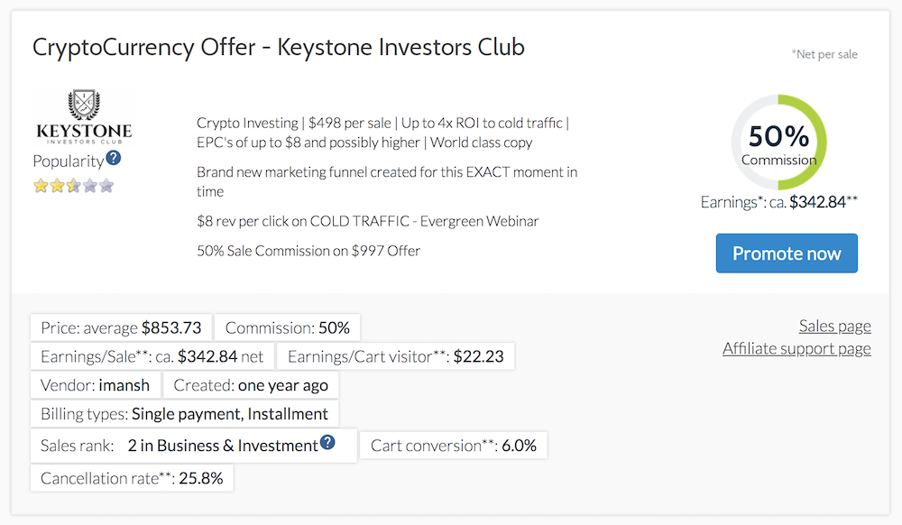 Cryptocurrency Offer by Keystone Investors Club Affiliate Offer on Digistore24