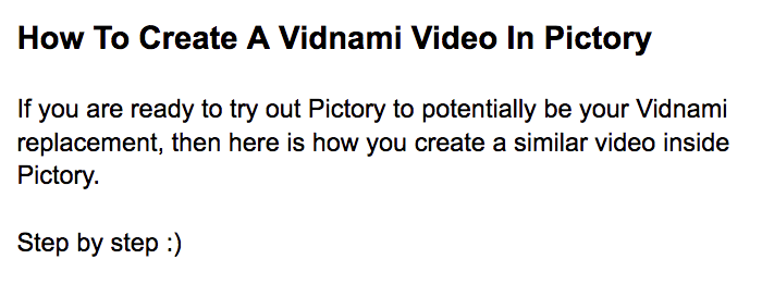 Create Vidnami Video in Pictory User Guide Step by Steps