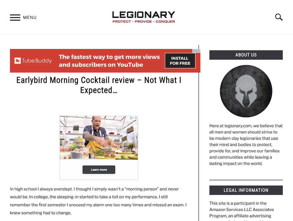 legionary earlybird morning cocktail digistore24 website example